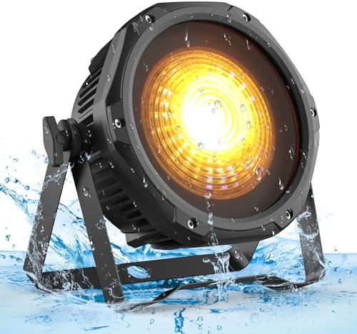 Ukfog COB RGB LED Wasserdichtes Par Scheinwerfer 100W Par Licht 3-in-1 kalt/Warmweiß/Farbiges Licht /4/15CH/DMX512/Sound aktiviert/Master-Slave/Auto.für Hochzeit/Disco/Bar/PartyTheater usw