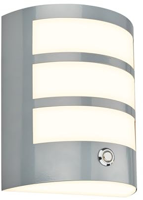 BRILONER - Lampada da parete a LED senza alimentazione con touch, dimmerabile su più livelli, timer da 15 minuti, lampada con batteria, esterna, applique esterne, 18x15x7 cm, cromato opaco