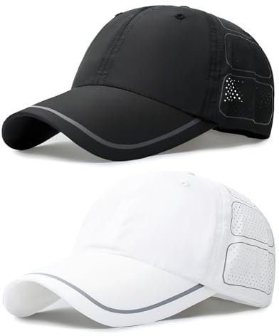 TAGVO Schnelltrocknende Baseballkappe für Herren Damen, 2 Stück Verstellbar Sonnenschutz Sports Mesh Baseball Cap, Leicht, Atmungsaktiv und Faltbar Baseballkappe Sonnenhut für Reisen Draußen läuft