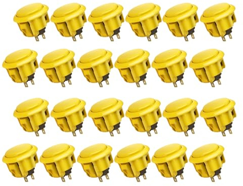 QANBA D-lite original knappar Snap-In Arcade Knappar för DIY för att anpassa kontrollen 24MM/30MM Tryckknapp (Förpackad) (30mm Yellow（DL11) 24 Pcs)