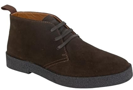Roamers Desert Boots - Leather - 3 Eyelets - Almond Toe - Chocolate Brown - 9 UK