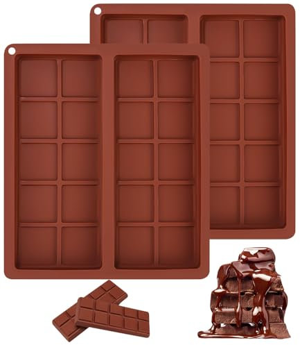 TIDEVAN 2 Pezzi Stampo per Cioccolato in Silicone Stampo Cioccolato Stampo per Barretta di Cioccolato per Cioccolatini Tavoletta Cioccolato Caramelle Cioccolatini al Pistacchio e al Latte