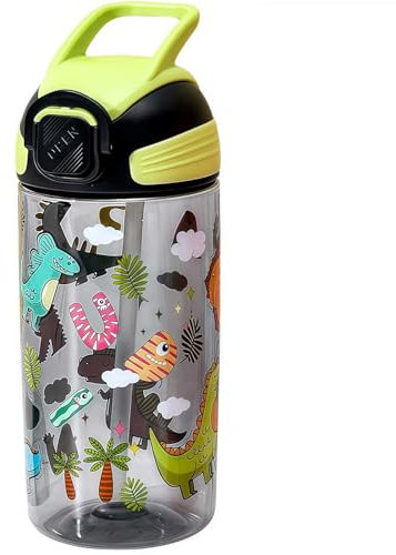 MHwan Gourde Enfant, 550ml Robuste et Incassable, Gourde Enfant Anti Fuite avec Paille, Sans BPA, Belle Gourde Fille et Garcon Adaptée aux Voyages Scolaires, Portable Gourde Paille Enfant