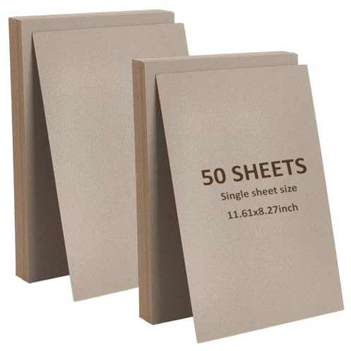 FINGERINSPIRE 50PCS Thick Chip Board 8.3x11.6inch Scrapbooking Packaging Sheets A4 Gray Color Shipping Pads Inserts Rectangle Craft Cardboard for Scrapbooking Picture Frame Backing DIY Project