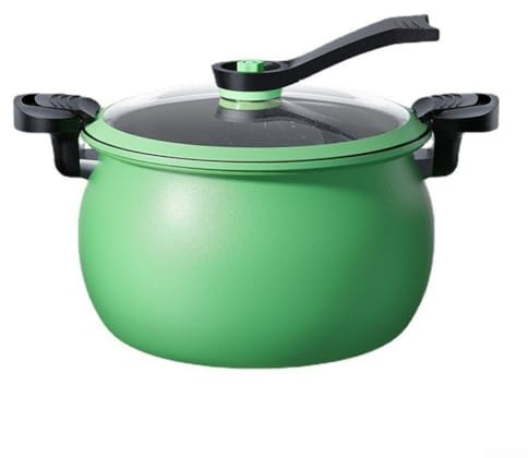 Yuanpgky Antihaft-Druckkochtopf 6L für schnelles Kochen, Suppen-Eintopftopf mit Deckel, Metallkonstruktion, Grün – Kompatibel mit Induktions- und Gasherden (Grün)