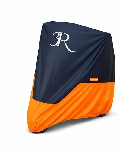 Telo Coprimoto Impermeabile da Esterno Copri moto per Scooter Motorino Motocicletta 210D (245x105x125cm - XXL) (Nero e Arancione, XXL)