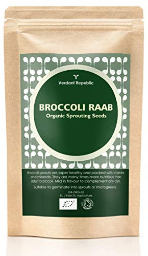 Verdant Republic Organic Broccoli RAAB Sprouting Microgreen Seeds 500g | Non GMO Healthy Superfood | Easy to Sprout in 5 Days| High Germination into Microgreens in 10 Days