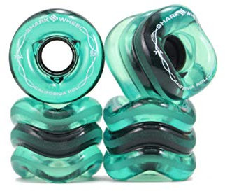 Shark Wheel 60 mm 78a, Skateboard-Cruising-Räder, California Roll, Transparent Emerald, 4er-Set