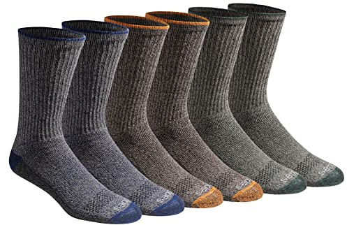 Dickies Men's Dri-Tech Original Moisture Control Crew Socks, Available in M-XXL (6, 12, 18 Pairs), Heathered Colors (6 Pairs), Medium