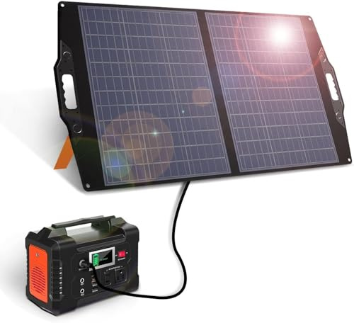 100W Solarpanel-Ladegerät, Faltbares Solarpanel-Kit mit 20-28-V-DC-Anschluss für Kraftwerke Jackery/Rockpals, Tragbarer Solargenerator mit USB-A USB-C QC 3.0 für Notfälle im Freien, Camping, Van