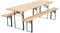 METRO Professional Bierzeltgarnitur, 3-TLG. Gartenmöbel Set, 1 Bier-Tisch 220 x 70 cm, 2 Bierbänke 220 x 25 cm, Klappbar, Naturbraun/Grün