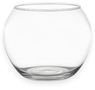 KORAT Vaso Boccia in Vetro Trasparente Design Rotondo Elegante per Fiori, Candele, Piante o Decorazioni Disponibile in 4 Dimensioni (16-20-25-30 cm) Ideale per Casa, Eventi (Ø 20 cm - 16x20x20 cm)