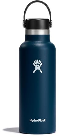 Hydro Flask - Water Bottle 532 ml (18 oz) - Vacuum Insulated Stainless Steel Water Bottle with Leak Proof Flex Cap and Powder Coat - Standard Mouth - Indigo
