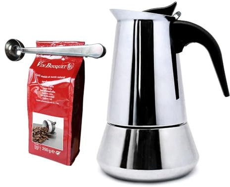 Nerthus FIH 1138 Cafetera de inducción 6 tazas + Pinza y cuchara set cafetera Cafetera + Cuchara