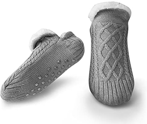 Litthing Chaussettes Antidérapantes Chausson de sol Tricotées d'hiver Chaudes à Bouchon Brodées Pantoufles Tissu Thermique Homme Femme Slipper épaisses de Lit Tricotées de Maison de Noël
