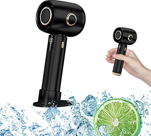 Venforze Handventilator 3000 mAh, 5 Geschwindigkeiten, kleiner tragbarer Ventilator, kühlender Desktop-Ventilator mit Power-Display, Turbinen-Design, für stilvolle Mädchen, Kinder, Herren, Schwarz