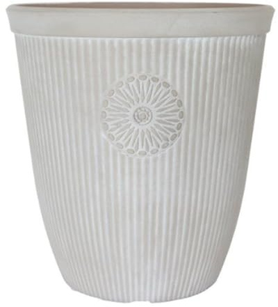 YouGarden Somerville Tall Pebble White Planter, 40cm Container For Garden Flowers