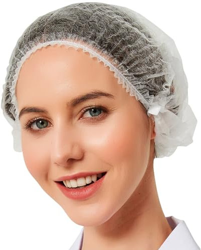 KIBERTIC - 100 Stück Haarnetz | OP Haube aus Einwegstoff Weiß | kopfhaube einweg für Küche und Medizinische Zwecke, Universalgröße, Atmungsaktiv & Hygienisch, Haarschutznetz für Kochen, Zahnarzt