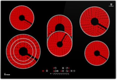 Placa vitrocermica 80 cm / 8,7 kW / 5 fuegos / 9 niveles de potencia/zona de cocción triple/zona de cocción ovalada doble, / CH7705AL