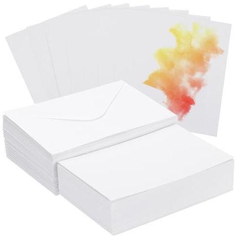 PATIKIL 150 Sets Cartes Aquarelle 100% Coton 140lb/300 GSM Cartes Postales Avec Enveloppes Pour Art Peinture Notes Creatives De Remerciement, 4x6 Inch