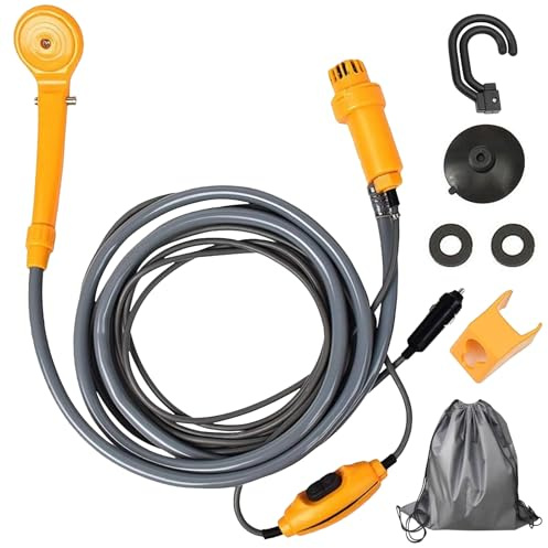SUNOYA Doccia Portatile, Doccia da Campeggio, 12V Doccia Esterna Portatile, Doccia Campeggio, Doccia Portatile Campeggio, Doccia da Campeggio Portatile per Escursioni, Backpacking, Viaggi, Spiaggia