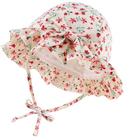 XIAOHAWANG Baby flicka solhatt broderade blommor småbarn hinkhattar sommar keps för spädbarn flickor