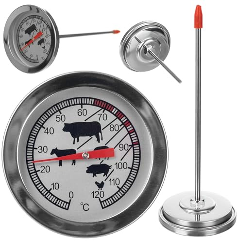 KADAX Analog stektermometer av rostfritt stål, exakt köttermometer, termometer för kött, stekning och fjäderfä, temperaturmätare analog