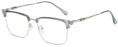 Cyxus Retro Blue Light Glasses Men - Square TR90 Metal Blowline Frame Stylish Trendy for Computer Daily Work 8252