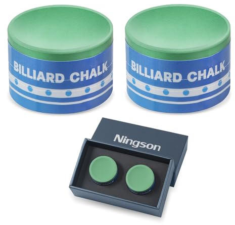 NINGSON Pool Cue Chalk 2 Pack, Premium Round Pool Stick Chalk Billiard Table Accessories for Professional Tournament, Clubs, Bars, Home (Outstanding Performance, Reduce Miscue, Durable)- Green