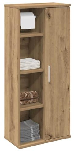 HETFTJN Artis-Eiche Armoire de salle de bain, 39 x 22 x 90 cm, avec porte-roulettes, meuble à pharmacie, meuble de salle de bain, meuble de salle de bain, design étroit et moderne pour salle de bain