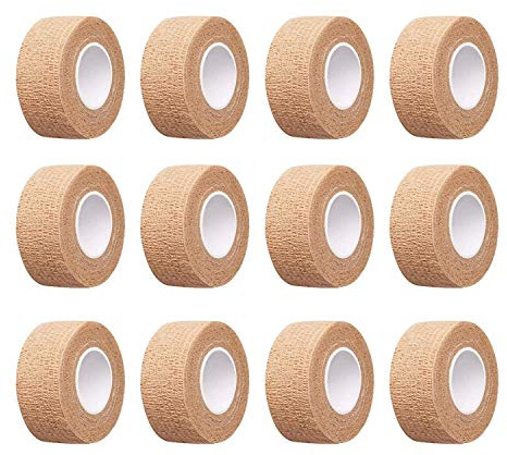 12pc-1 Inch Wide Skin Colour Elastic Self- Adhesive Bandage Finger Tape,Bandage Wrap for Wrist and Ankle,Chair and Table Legs to Reduce Friction and Noise