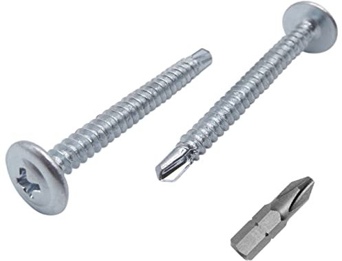 Confezione da 200 viti in acciaio zincato da 4,2 x 41 mm, testa a croce modificata Phillips, vite autofilettante per lamiera, autofilettante (200, 4,2 x 41 mm)