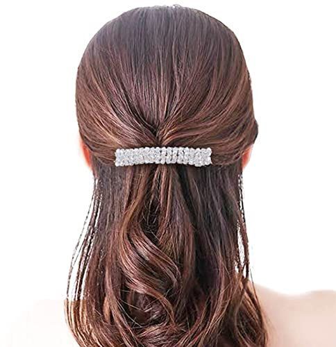 Yienate Barrette En Cristal Barrette De Mariage Strass Barrette Pour Queue De Cheval Latérale Anti-dérapante Épingle À Cheveux Fixe Accessoires De Cheveux Cristal Blanc Étincelant Pour Femmes