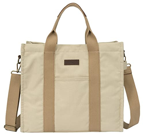 VASCHY Borsa Donna Grande a Tracolla Elegante - Tote Bag 13L per Università, Shopping, Mare, Viaggio, Lavoro, Ufficio, Scuola - Khaki