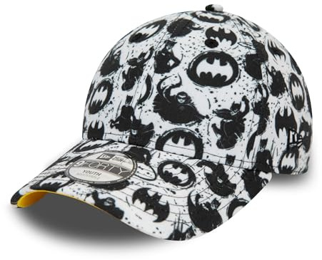 New Era Batman Cap Kind Junge Mädchen Comics 9Forty verstellbar Kappe DC Superheld weiß schwarz - Child