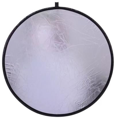 Reflector Fotografia,60 CM Reflector Plegable con Soporte，Reflector De FotografíA,para Retrato,Selfie,Fotografía De Bodas Plata，Blanco