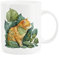 Ginger Cat Mug - Green Leaves Pet Gift for Cat Lovers - Tea/Coffee Bone China Cup Present