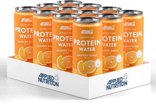 Applied Nutrition Sparkling Protein Water - 10g Collagen Boost – Low-Calorie Hydration with Vitamin C and Coconut Water – Refreshing and Wellness Drink (Pack of 12 Cans x 330ml) (Orange Burst)