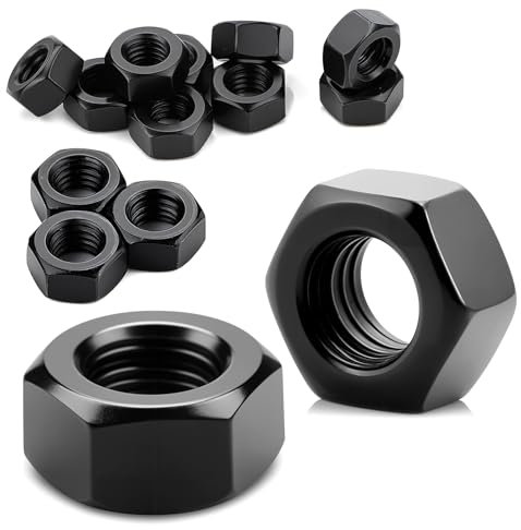 Pyroclasia 30 Pcs Tuercas Hexagonales M8 Negro Galvanizado Acero Tuercas de Seguridad Hexagonales para Tornillos Arandelas Varillas Roscadas Pernos Acoplamientos y Fijaciones