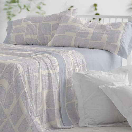 Burrito Blanco | Juego de sábanas Algodón | Cama de 135cm. (+Medidas Disponibles) | Diseño 630 | Color Azul Plomo (135x190/200cm.)