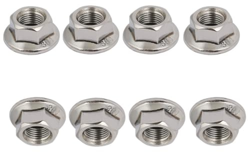 TOP-VIGOR 8Pcs M10 x 1mm Fine Thread Flange Nuts, 304 Stainless Steel Hex Lock Nuts, Threaded External Hex Flange Nut for Automotive, Machinery, DIY Projects