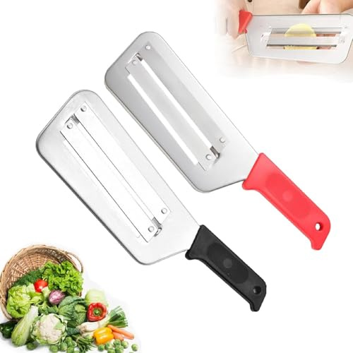 Generico Coltello tritatutto in acciaio inossidabile, taglierina a doppia lama, tritatutto e affettatrice multifunzionale in acciaio inossidabile, per verdure, cavoli e altro ancora (Rosso+ Nero)
