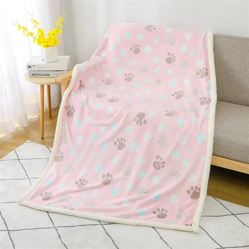 Liveinu Couverture Imperméable Chien, Plaid Chien en Sherpa et Flanelle, Protège Canapé Lit pour Chiot Chat, Épais et Lavable, Rose, XL: 145x216cm