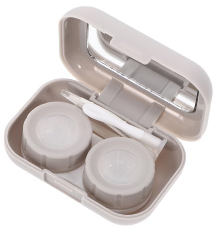 Yardenfun Estuche de Lentes de Contacto Portátil y Seguro con Espejo, Caja Pequeña de Vidrio y Abs para Almacenamiento Limpio y Uso al Aire Libre
