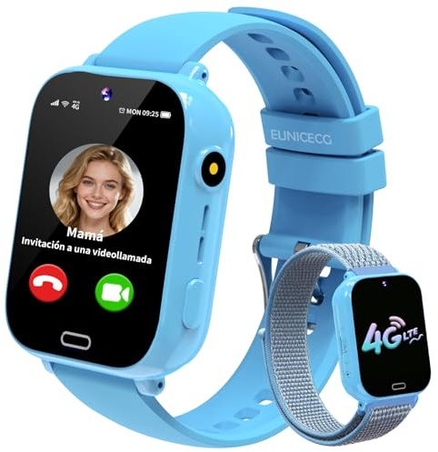 EUNICECG 4G Smartklocka för Barn med GPS-Positionering Videosamtal Telefoner SOS Spel Väckarklocka Kalkylator - Digital Smartwatch Barn Smart Klocka Kids Smart Watch Jongens Meisjes Födelsedag Gåvor