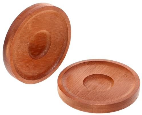 LALADEFIEE Posavasos Giratorio de Bambú 2 Vasos de Cristal Transparentes para Whisky y Vino, Base Resistente de Bambú Color Nogal, Accesorio Adecuado para Bar y Cata de Whisky en Casa