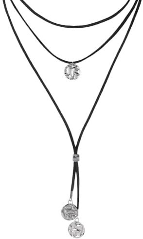 CALFOVERA Långt bohemiskt halsband i mocka för kvinnor, flerradigt halsband i PU-läder, justerbar vintagestil, västerländsk stil, med förlängningskedja tillbehör