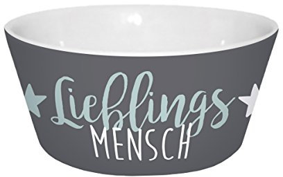 Infinite by GEDA Labels 12459 Müslischale 'Lieblingsmensch' Porzellanschale, Porzellan, grau, 13,5 x 13,5 x 6 cm