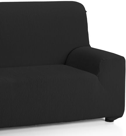 Martina Home Emilia, fodera elastica per divano a 3 posti da 170 a 220 cm di larghezza, in tessuto, nero