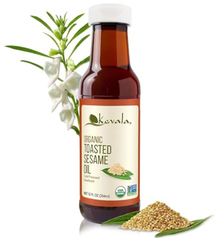 Kevala Organic Toasted Sesame Oil - 12 oz, Cholesterol Free Vegetable Oil